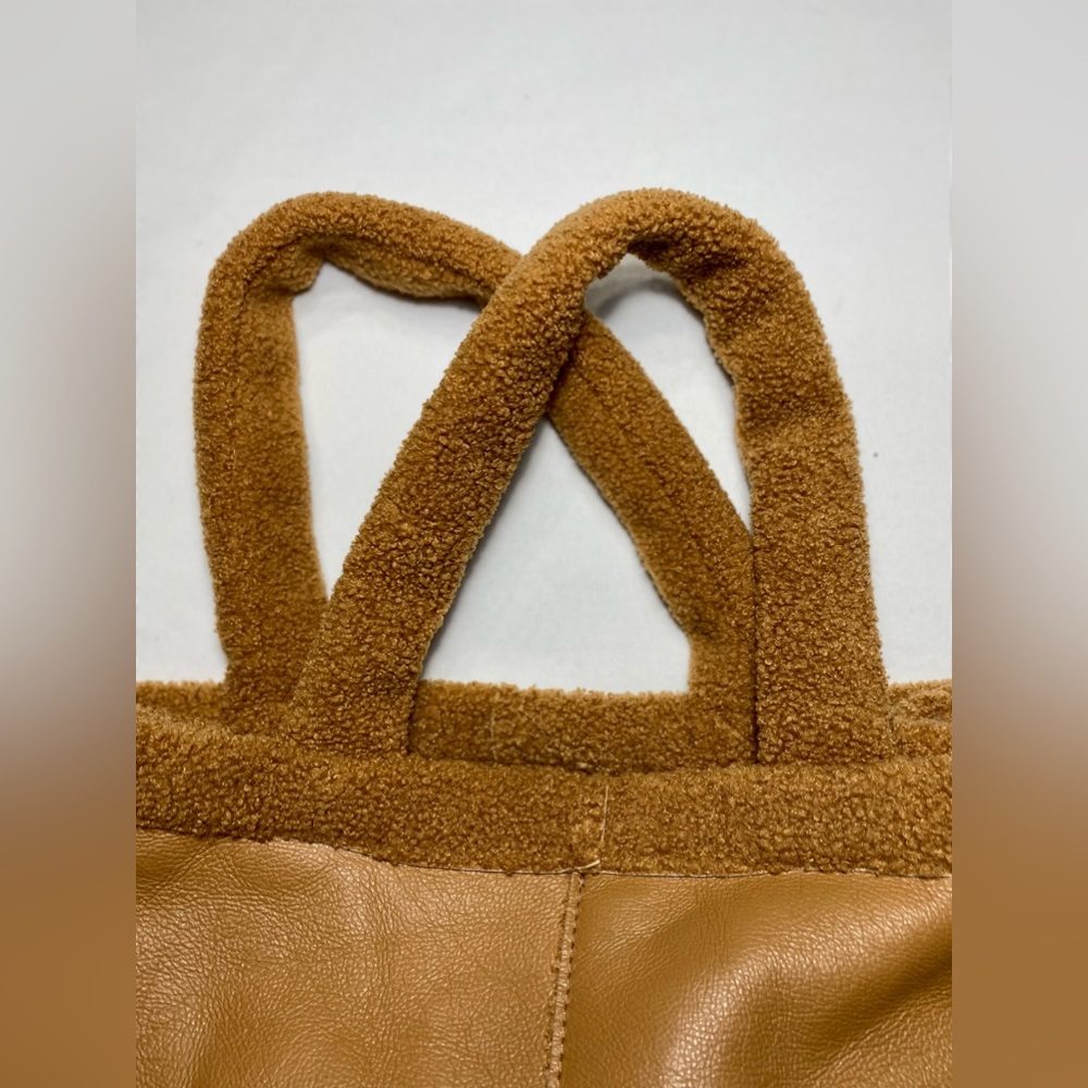 Tan Sherpa tote Bag LIKE DREAMS Women Soft Sherpa Tote Vintage Vegan leather - Picture 15 of 17